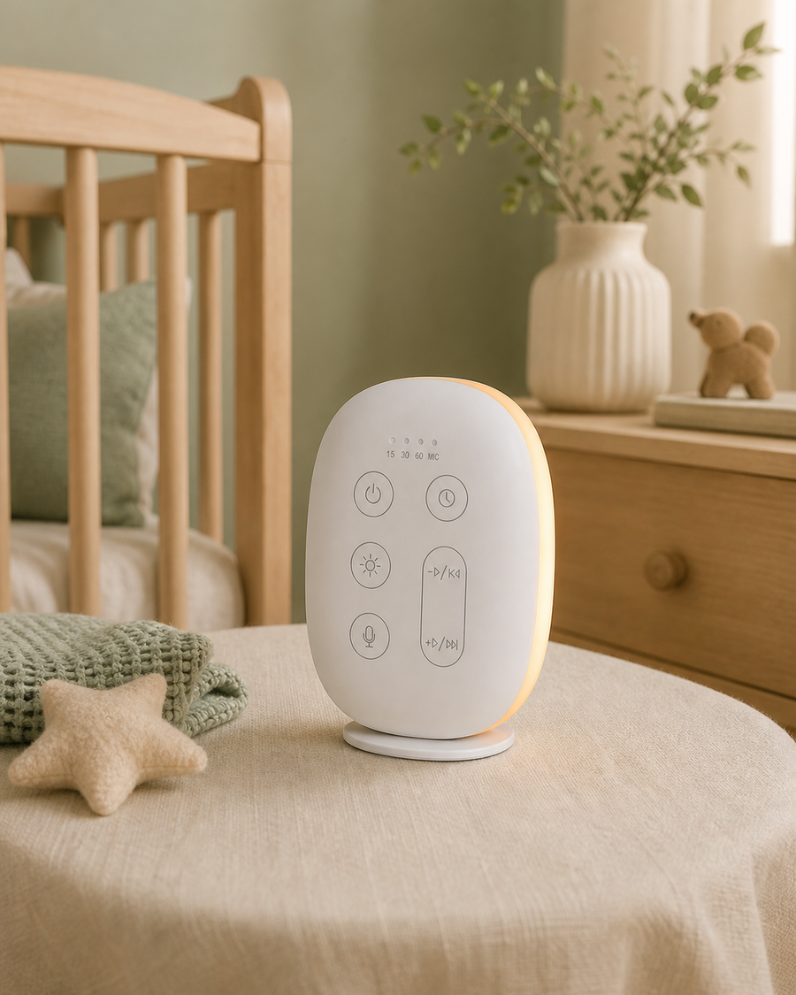 Dreamtime White Noise Soother styled in a calm Nest & Nib nursery