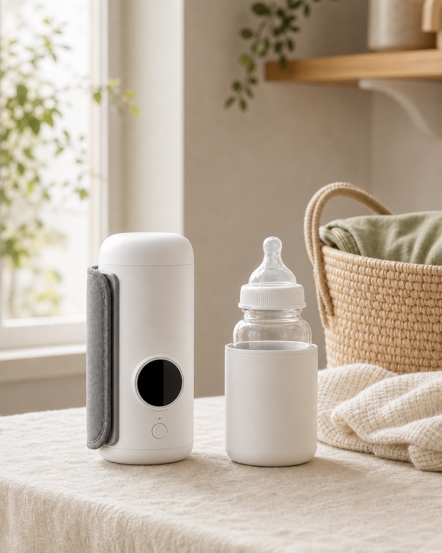 Warm-Where-You-Are Bottle Warmer styled for a calm home feeding moment