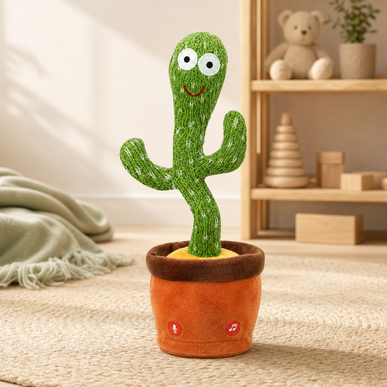 Giggle & Groove Talking Cactus in a warm nursery playroom